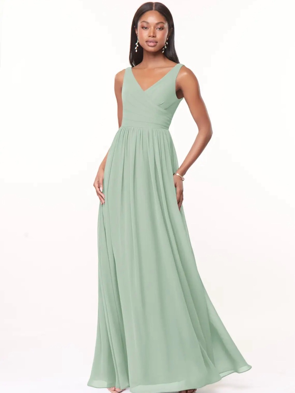 NWT Azazie Keyla Bridesmaid Dress in Agave, Chiffon